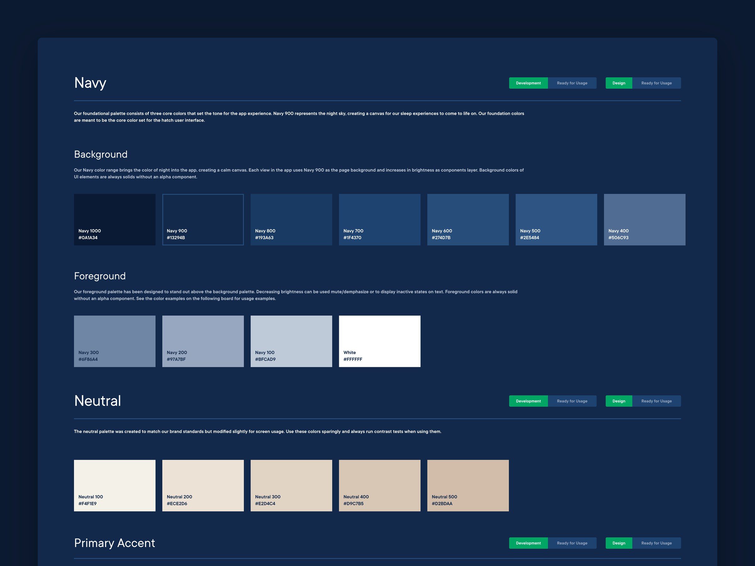 Hatch: The Cloud 9 colour system: the navy scale, neutrals and accents
