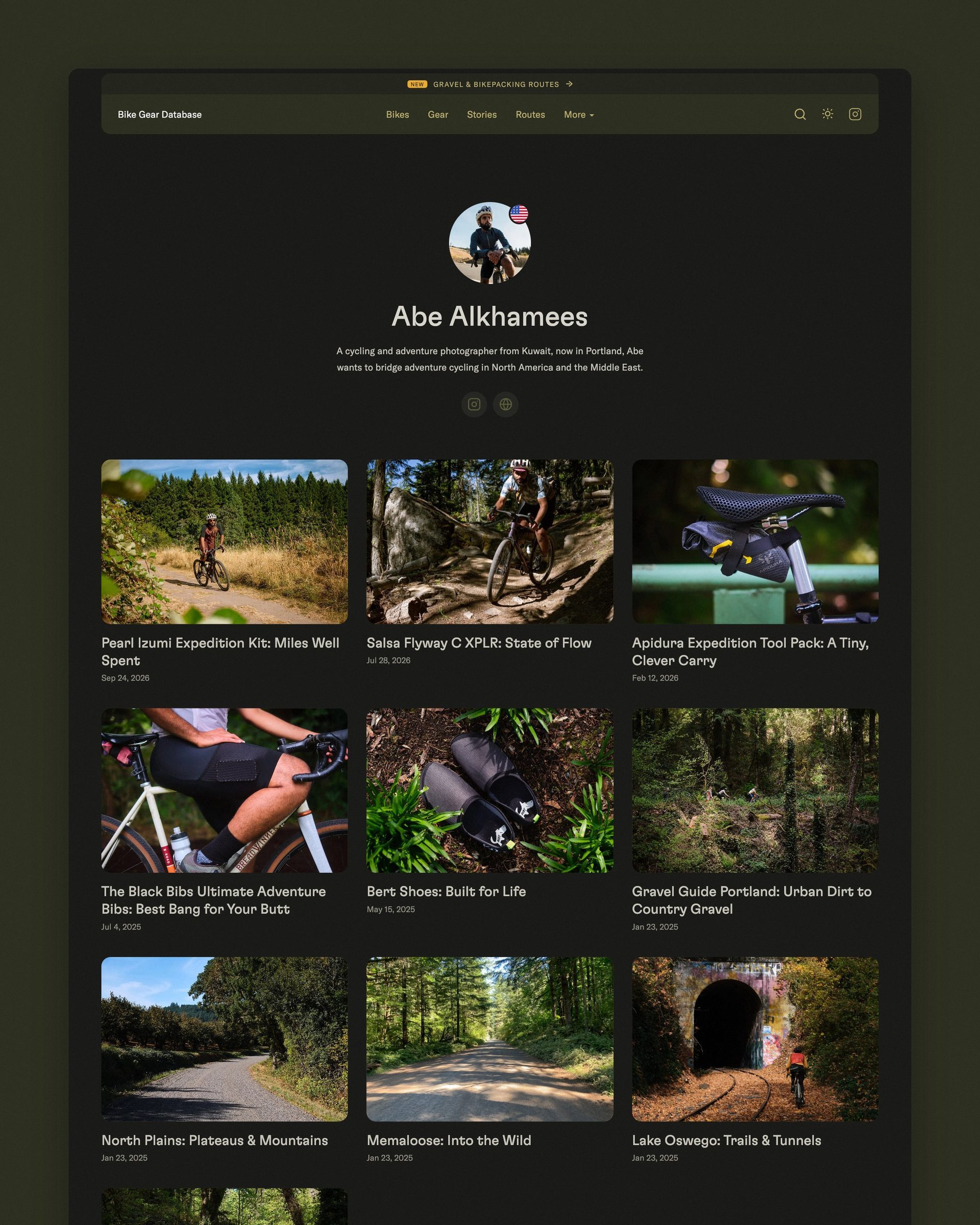Bike Gear Database: A contributor page for photographer Abe Alkhamees