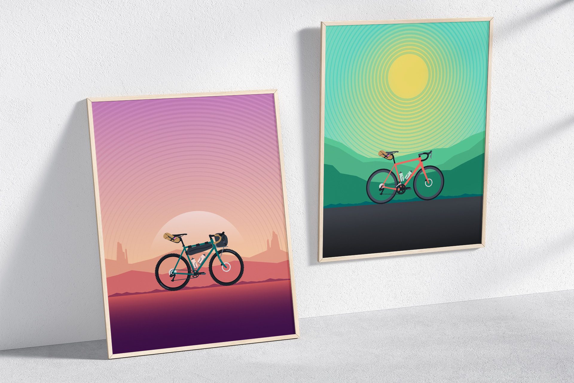 Bike Anywhere: Two posters leaning against a wall