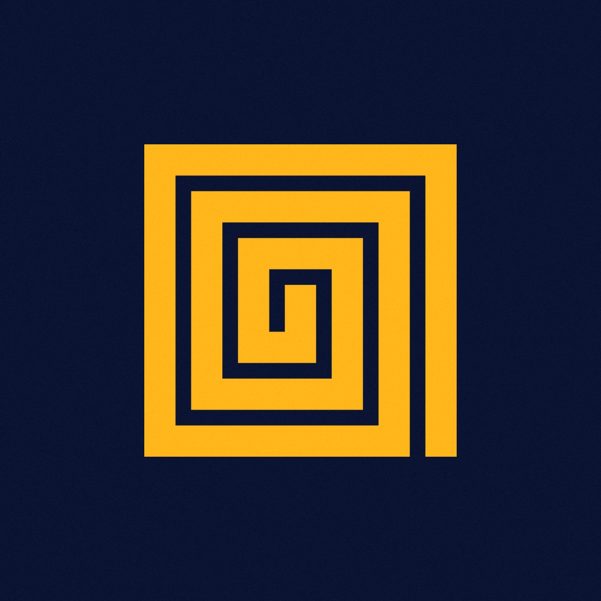 Every Shape Tells a Story: Square spiral, marigold on night